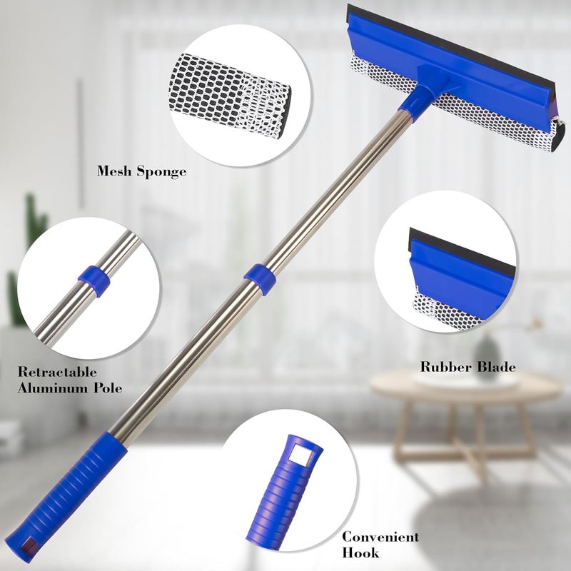 Conliwell 2-in-1 Window Squeegee&Car Squeegee with 15.7"-27.5" Retractable Stainless Steel Handle, Windshield Cleaner Tool for Cars, Trucks, Glass Doors, Shower Glass, Outdoor Windows - Image 2